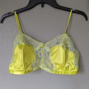Savage X Fenty Neon Yellow/Green  Satin & Lace Bralette Xl